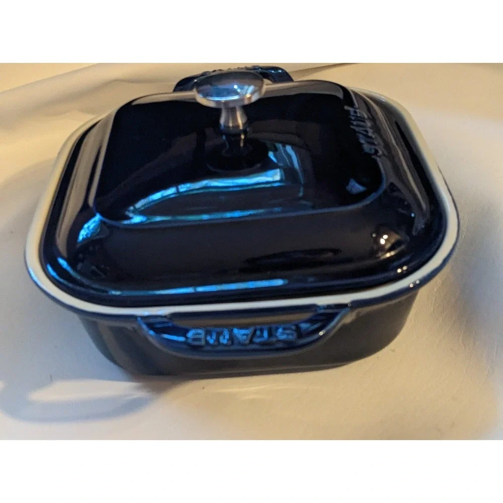 Staub Ceramic Square Covered Baking Dish Dark Blue 9 X 9 In Microwave Oven Safe